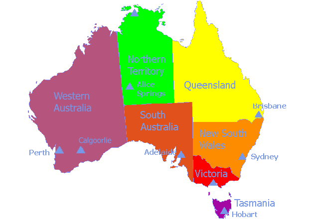 Australien-Karte Bundesstaaten