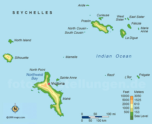 &uuml;bersichtskarte der Seychellen